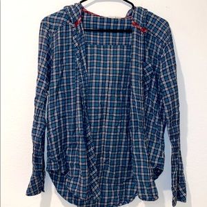 Blue hooded flannel